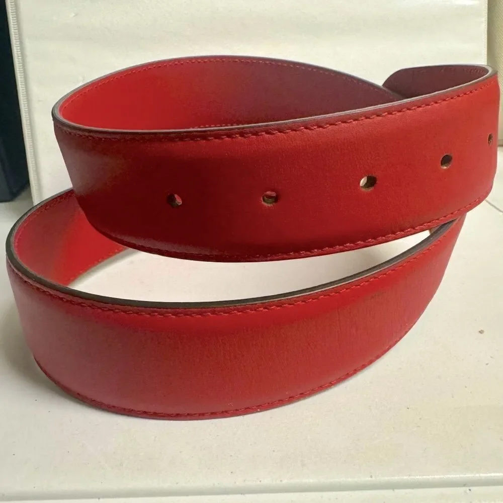 Authentic Gucci Double G Red Leather Belt Preloved